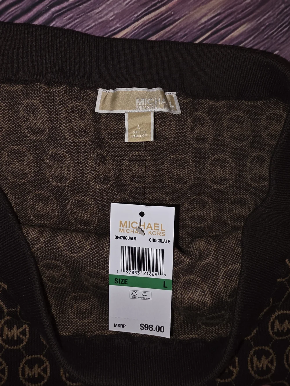 Michael Kors Black and Gold MK Logo Knit Pencil Skirt